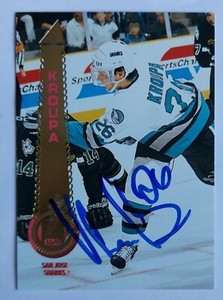 1994-95 Pinnacle #242 In Person Auto Vlastimil Kroupa San Jose Sharks