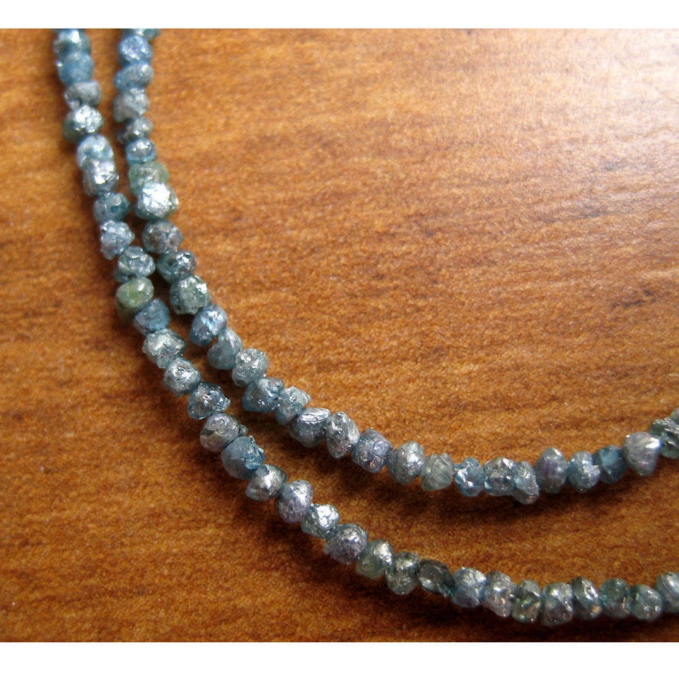 Blue Raw Conflict Free Rough Diamonds Natural Rondelle Beads 1-2mm 8"Half Strand - Image 1 of 1
