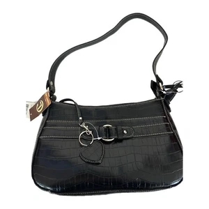 Carryland Black Faux Croc Handbag Purse NEW - Picture 1 of 8