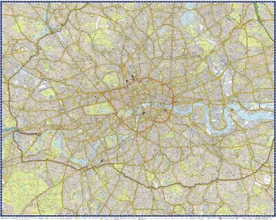 London A-Z Wall Map - Premier Edition - Borough Boundaries  Postal Districts - Image 1 of 4