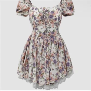 Corset Sweetheart Floral Tie Flower Peasant Elegant Chic Glam Classy Mini Dress - Picture 1 of 6