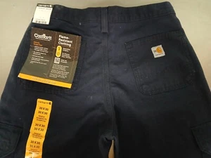 Carhartt FR240-DNY Size 30x30 Navy Canvas Cargo Pants NWT Original Dungaree Fit - Picture 1 of 14