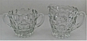 Azúcar y crema mediana transparente Fostoria Early American - Imagen 1 de 7