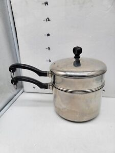 VINTAGE FARBERWARE 2 1/2 QT POT PAN WITH DOUBLE BOILER STAINLESS STEEL