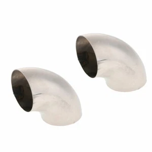 2x Edelstahl 2,5" 90 Grad Krümmer Auspuffrohr Rohr Universal - Bild 1 von 12