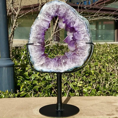 10.11LB  Natural Amethyst Cave Crystal Slice Crescent shaped Cut - Image 1 of 4