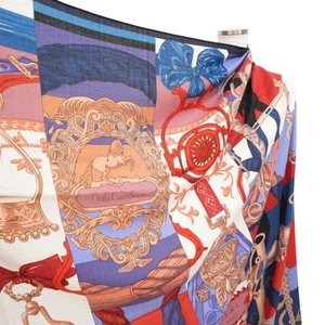 HERMES "ETRIERS" Carre140  70%Cashmere 30%Silk Stole Cleaned w/Box - Picture 1 of 24