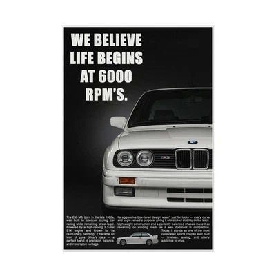 ALKYROS BMW M3 E30 Vintage Ad Poster – 6000 RPM Reprint Wall Art