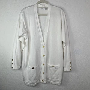 Liz Claiborne Collection off white Cardigan 100% Cotton Mercerized, Size L, USA - Picture 1 of 8