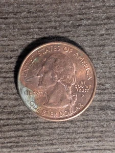 2002-P Mississippi State Quarter with  partially missing cladding  on both sides - Picture 1 of 2