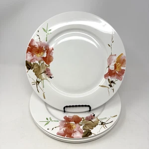 Oneida Amore 4 Dinner Plates 10.5" White Porcelain Pink Floral - Picture 1 of 3