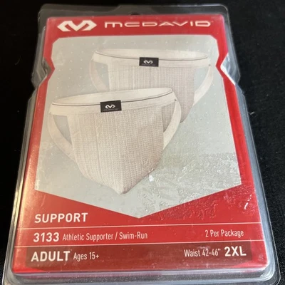 McDavid 3133 Swim Run Jock Athletic Supporter Jock Strap 2 Pack NOS White 2XL - Image 1 of 4