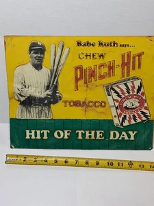 Babe Ruth New York Yankees Pinch-Hit Tobacco Hit Of The Day Metal Tin Sign - Picture 1 of 12