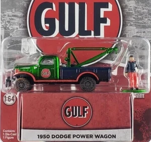 CHASE GREENLIGHT 1:64 1950 DODGE POWER WAGON TOW TRUCK GULF OIL MIT FIGUR NEU! - Bild 1 von 2