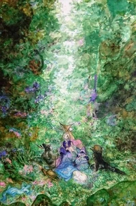 Yoshitaka Amano ”Final Fantasy IX Party Rest” Giclee Lithograph Framed ED100 COA - Picture 1 of 2