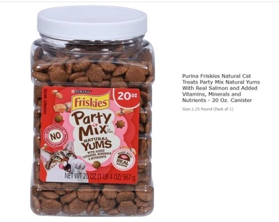 Purina Friskies Natural Cat Treats Party Mix Natural Yums With Real Salmon,20 Oz - Image 1 of 4