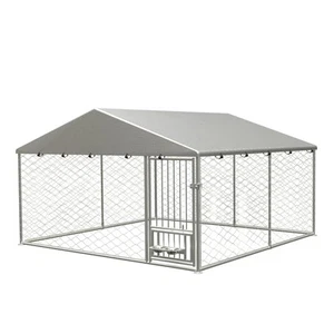 Large Outdoor Dog Kennel, Heavy Duty Galvanized Steel Dog Enclosure with Swiv... - Picture 1 of 5