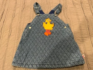 Mädchen Vintage Sesamstrasse großer Vogel Rautensteppung gefüttert Overall Kleid Größe 4T - Bild 1 von 6