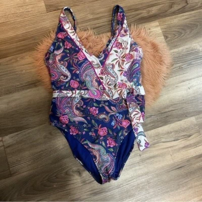 LA BLANCA Floral Purple One Piece Swim Suit Size 16 - Image 1 of 4