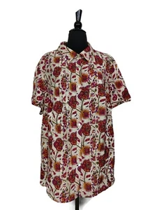 Charter Club Short Sleeve Button Up Floral Multicolor Top Size 24W - Picture 1 of 4