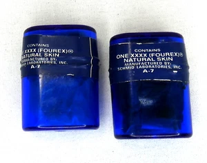 2 Vintage Fourex XXXX Natural Skin Condom Prophylactic In Capsule - Picture 1 of 4