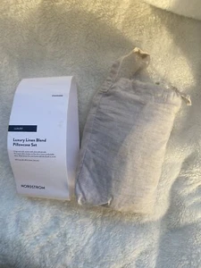 NEW Nordstrom Brand Luxury Linen Blend  Standard Pillowcase Set  (2) Beige - Picture 1 of 10