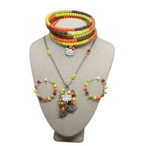 Thanksgiving day Fall Autumn Tree Maple Leaf Jewelry Set,Handcrafted Necklace - Picture 1 of 11
