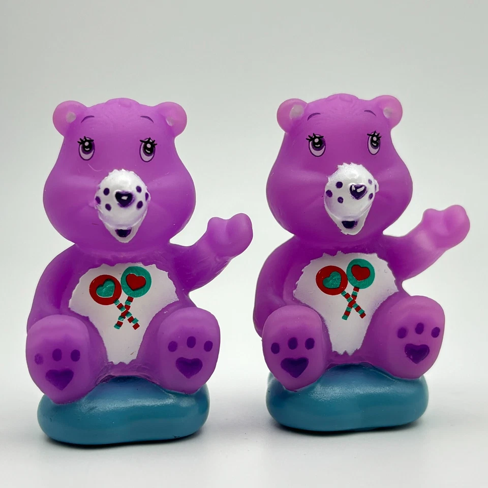 Damas Care Bears 2 ursos roxos 2004 pirulitos parte inferior azul - Imagem 1 de 1