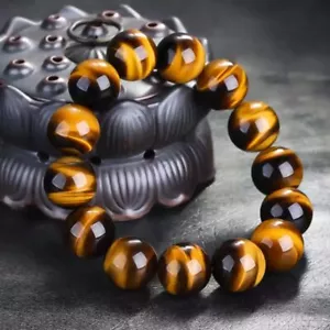 Fashion Tiger Eye Bracelets Men 5A 10mm Nature Beads Bracelets for Women Natural - Picture 1 of 12