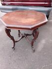 Walnut Octagon Carved Center Table Circa 1930 36 Inch Top Needs Refinishing