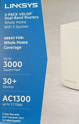 Linksys Velop Mesh Home WiFi System, 3,000 Sq. ft (AC1300) 1.3Gbps - WHW0102 - Image 1 of 4