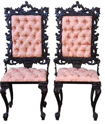 Pr Hall Chairs, Naturalist Rococo, Victorian Style, Cast Aluminum, 20th C, 47"t - Image 1 of 4