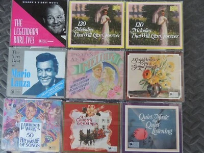 READERS DIGEST 9 CD BOXED SETS C-PICS BURL IVES MARIO LANZA LAWERNCE WELK + MORE - Image 1 of 4