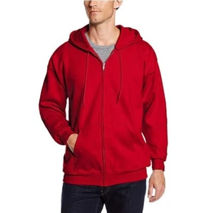 Men's Zipper Sweatshirt Athletic Unisex Solid Full Zip Up Hoodie Classic Hooded - Picture 1 of 21
