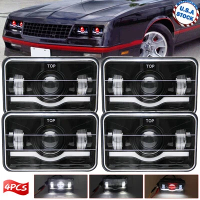 4PCS 4x6" LED Headlights Hi/Lo Sealed Beam Bulb Headlamps For Chevrolet Camaro - Image 1 of 4