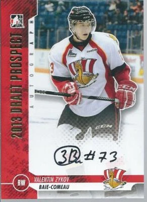 2012-13 2013 ITG Draft Prospects Gold Version VALENTIN ZYKOV #A-VZ Autograph - Image 1 of 2