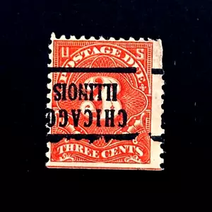 US Stamp - 1917 3c Postage Due Precancel Invert CHICAGO ILLINOIS MHR r59 - Picture 1 of 2