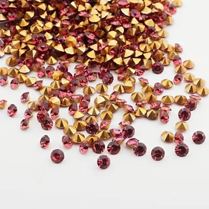 Lote 100 gramos 3 mm ss12 checo vintage laminado fucsia rojo vidrio pedrería suelta - Imagen 1 de 2