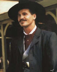 Lápida Doc Holliday arte occidental 16 x 20 pintura al óleo firmada y numerada LE - Imagen 1 de 1