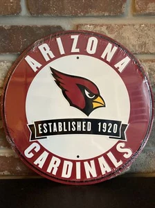 Arizona Cardinals NFL 12" Round Metal Embossed Sign Gym Garage Mancave SheShed - Picture 1 of 2