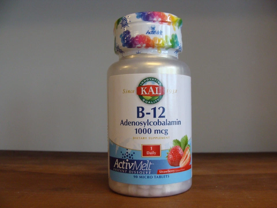 KAL B-12 Adenosylcobalamin Strawberry 1000 Mcg 90 Micro Tablets