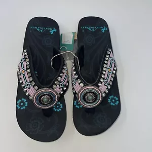 Chanclas Montana West de cuña para mujer talla 10 Western Azteca Bling con cuentas turquesa - Imagen 1 de 7