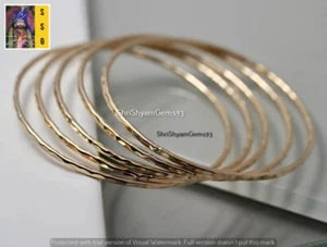 Set Of 5 Bangle Bracelets, Brass bangles, 2mm Thick Hammered Woman Bracelet - Picture 1 of 5