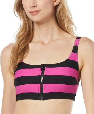 Top de bikini para mujer Michael Michael Kors cerise cremallera frontal, talla X-pequeña Foto 1 de 3