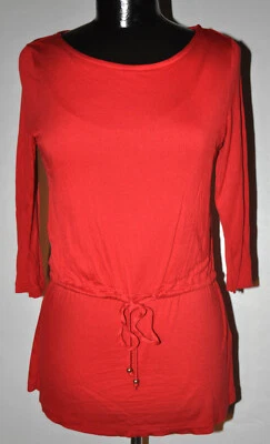 H&M Mama Size M Oversize Boat Neck Red Blouse Shirt 3/4 Sleeve Draw String LOVE - Image 1 of 4
