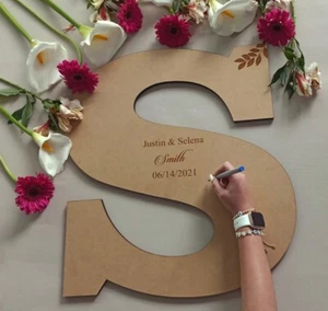 Libro de invitados alternativo de letras de madera desmalezado | decoración de boda personalizada - Imagen 1 de 5