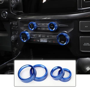 Air Conditioner Audio Volume Switch Knob Cover Trim Ring For Ford F150 2021+Blue - Picture 1 of 8