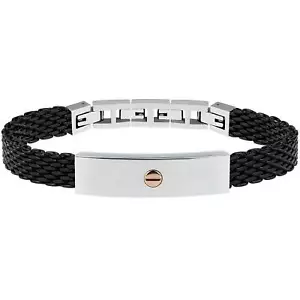 Bracciale Breil 9K TJ2740 Bracelet Uomo Maglia milanese Ip Nero Black Oro - Foto 1 di 1