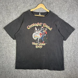 Vintage Grateful Dead Shirt Mens XL Black 80s 1989 New Year Faded Band Tee Rock - Picture 1 of 8
