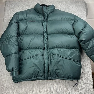 Vintage 90s Columbia Puffer Jacket Mens Size XL Hunter Green Goose Down Coat - Image 1 of 4
